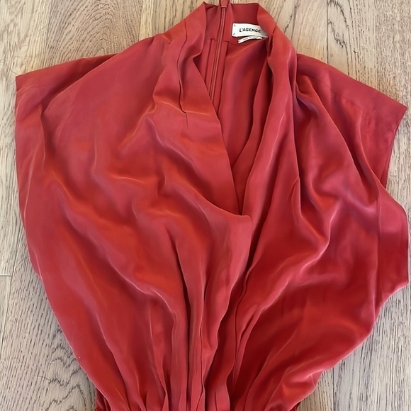 L’Agence Red deep v neck waist tie Zip Ankle - Picture 6 of 7